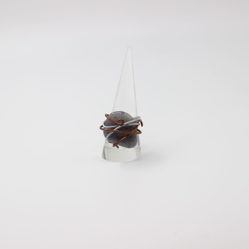 Small Blue Aventurine Aluminum and Copper Wire Wrapped Ring