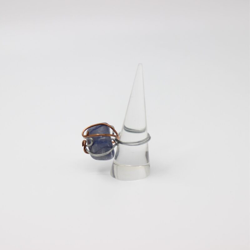 Blue Aventurine Aluminum and Copper Wire Wrapped Ring