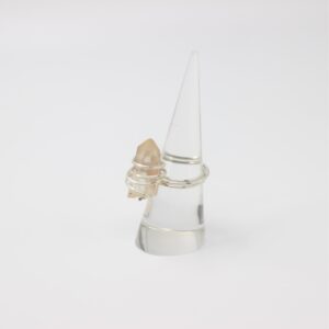 Small Pink Lemurian Quartz Sterling Silver Wire Wrapped Ring