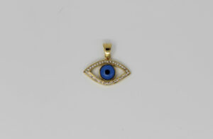 Gold plated Evil Eye pendant blue