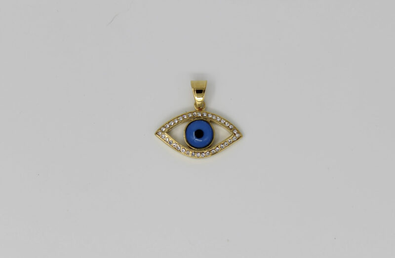 Gold plated Evil Eye pendant blue