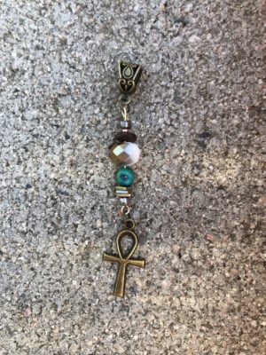 Small Bronze Ankh Hair Jewel, Boho, Loc Jewel, Loc Jewelry, Braid Accessories