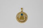 Gold Plated Rhinstone Pyramid Necklace (annuit coeptis novus ordo seclorum)