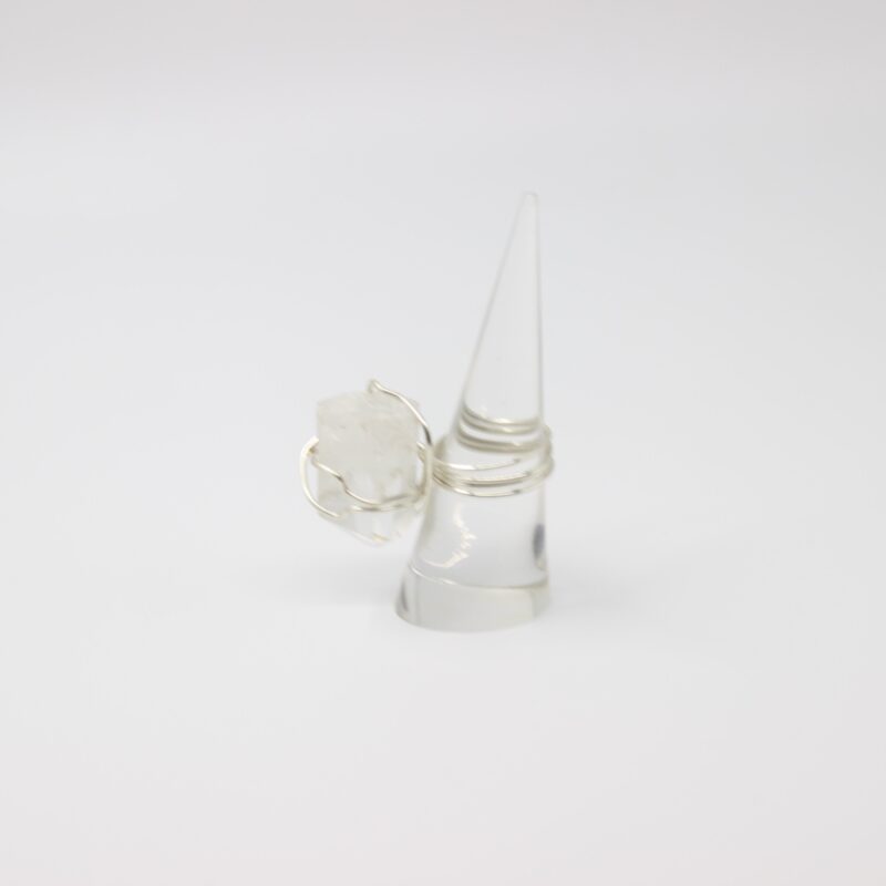 Clear Crystal Quartz Sterling Silver Wire Wrapped Ring - Image 3