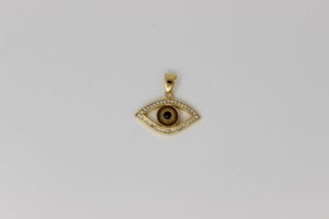 Evil Eye Gold Plated Pendant Brown