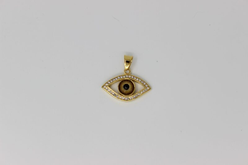 Evil Eye Gold Plated Pendant Brown