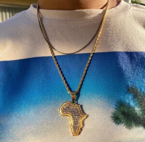 Gold Africa Map Pendant Necklace