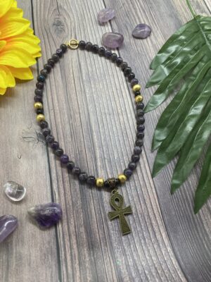Amethyst Ank Beaded Necklace