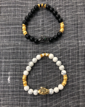 Black & Gold Panther Charm Bracelet