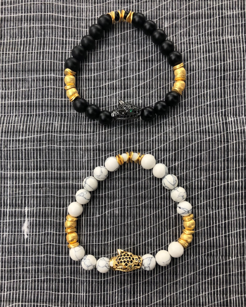 Black & Gold Panther Charm Bracelet