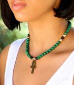 Malachite Ankh Beaded Necklace