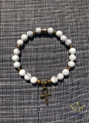 Howlite Ankh Beaded Bracelet