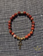 Red Jasper Ankh Beaded Bracelet