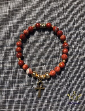 Red Jasper Ankh Beaded Bracelet