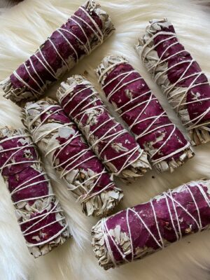 White Sage and Rose Smudge Stick